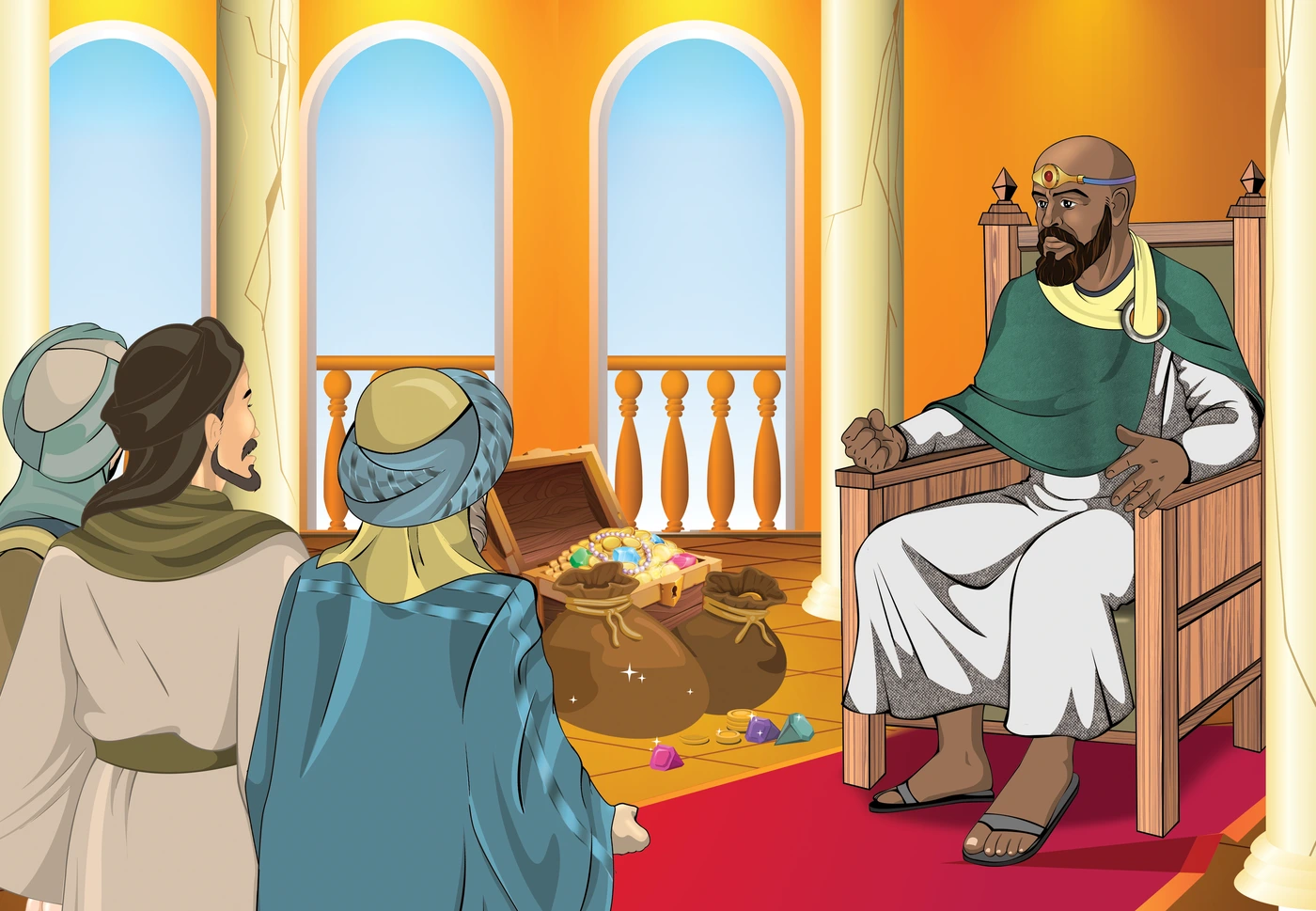 رسم من الكتاب يرافق مُلَاحَقَةُ قُرَيْشٍ لِلمُهَاجِرِينَ إِلَى الحَبَشَةِ