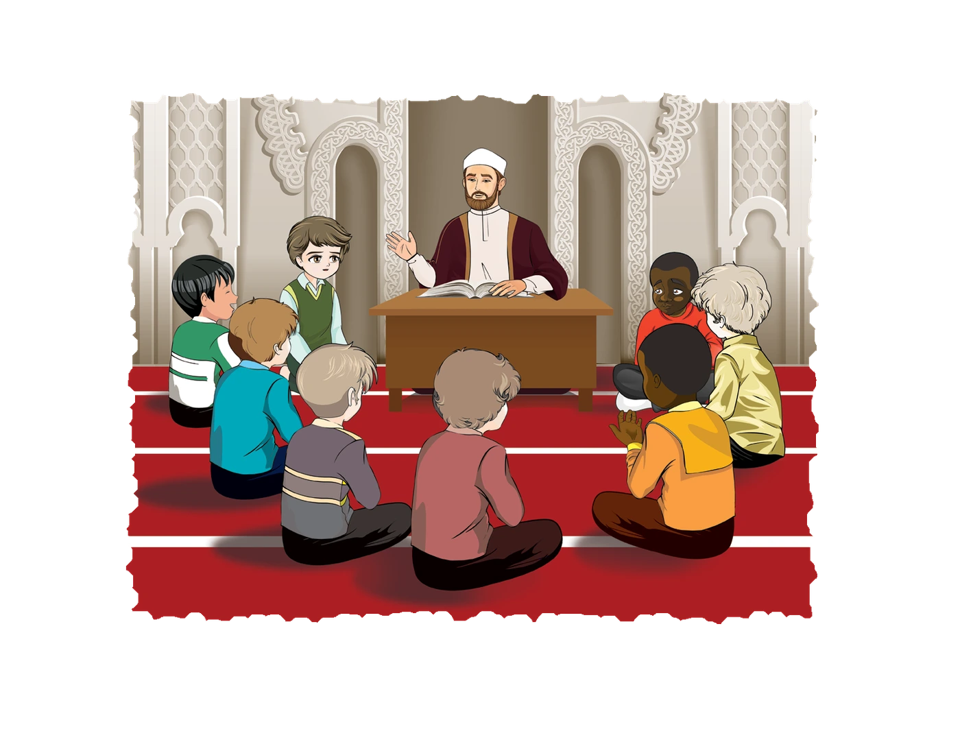 رسم من الكتاب يرافق أَسْمَاءُ اللهِ الحُسْنَى