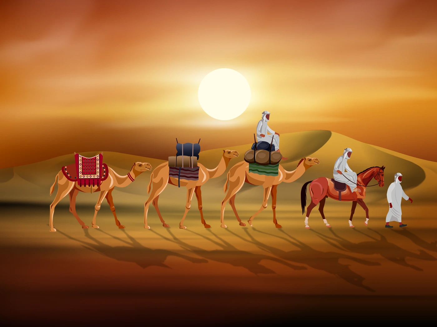 رسم من الكتاب يرافق عَمَلُ سَيِّدِنَا مُحَمَّدٍ ﷺ في التِّجارَةِ