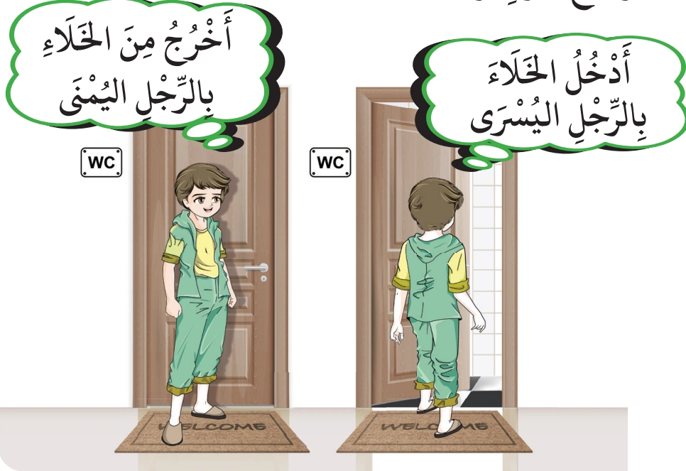 رسم من الكتاب يرافق التَّيَمُّنُ (تَقْدِيمُ اليَمِينِ فِي الأُمُورِ الحَسَنَةِ)