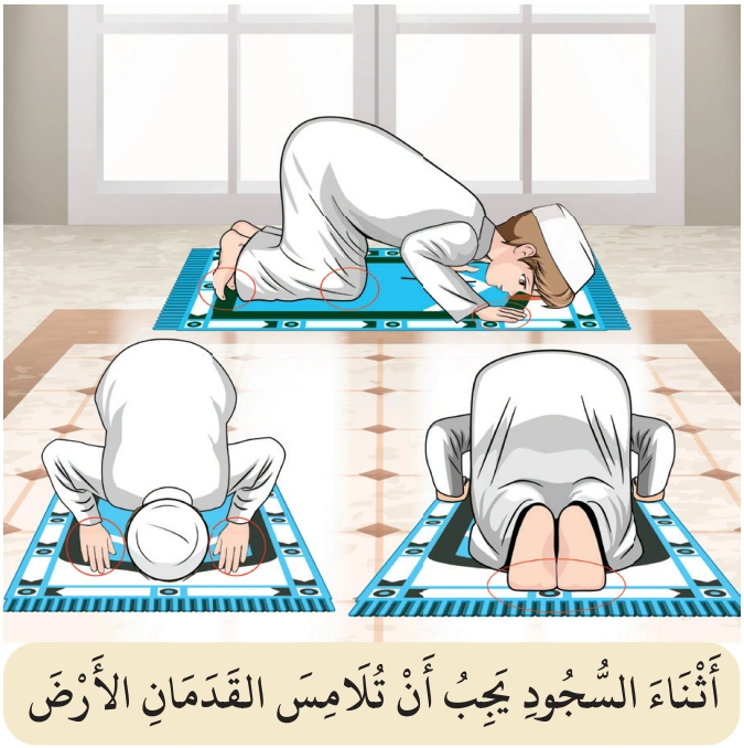 رسم من الكتاب يرافق أَسْئِلَةٌ شَائِعَةٌ فِي الصَّلَاةِ