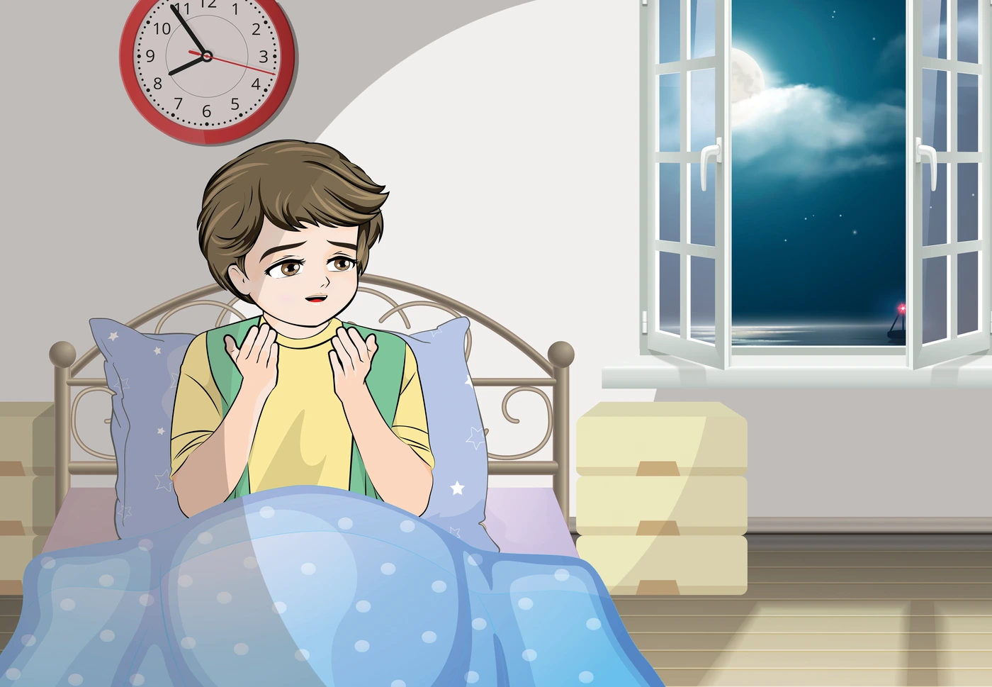 رسم من الكتاب يرافق مِنَ السُّنَنِ النَّبَوِيَّةِ الشَّرِيفَةِ عِنْدَ النَّوْمِ
